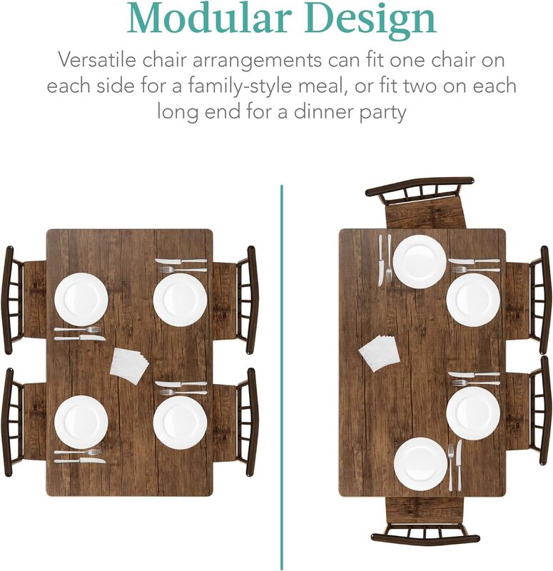 I migliori prodotti di scelta Set di mobili per tavolo da pranzo rettangolare moderno in metallo e legno da 5 pezzi per cucina, sala da pranzo,