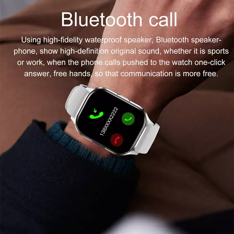 Hk21スマートウォッチ,大画面,NFC, Bluetooth通話,音楽,スポーツモード,心拍数,健康モニタリング,2.01インチ