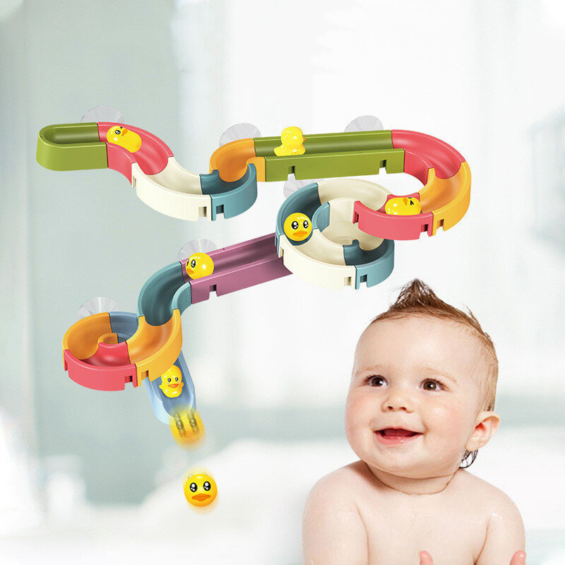 DIY zabawki do kąpieli dla niemowląt przyssawka ścienna marmur Race Run Track wanna do łazienki dla dzieci gry wodne zestaw zabawek dla dzieci