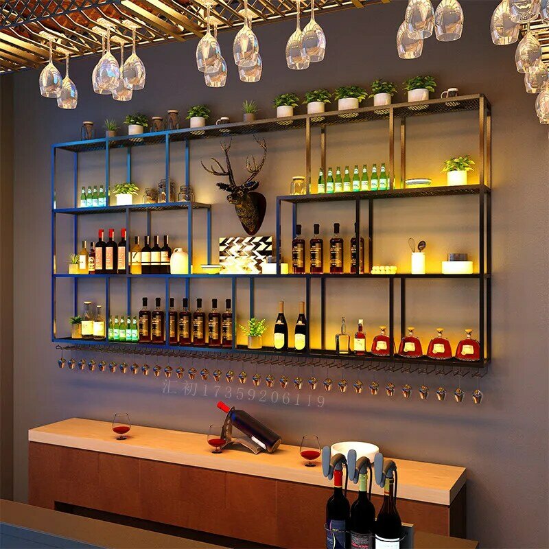 Armario de almacenamiento Simple Para exhibición de whisky, estante de pared multifuncional Para Vino, armario de cocina Para organización de Vino, Bar y bebidas