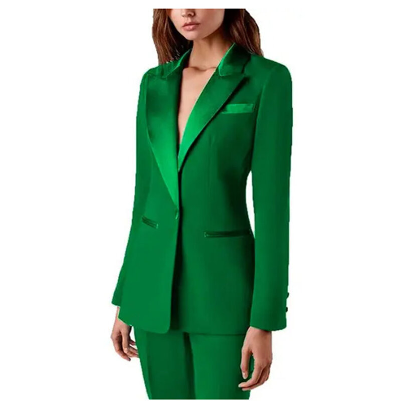 Tesco-Conjunto de traje de 2 piezas para mujer, Blazer sólido, pantalones formales para oficina, pantalones elegantes informales, chaqueta ajustada para mujer