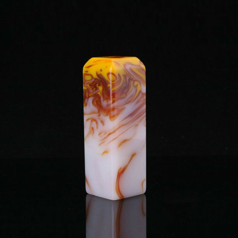 New Natural Xinjiang Gobi Floating Flower Color Jade Seal Square Fashion Decoration Handicraft Seal Cutting Stationery Jewelry