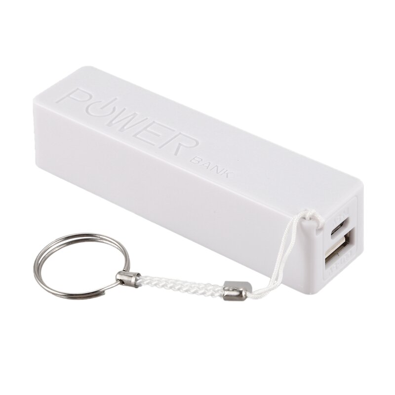 Charger Baterai Power Bank eksternal portabel 18650, dengan gantungan kunci (tanpa baterai) (putih)