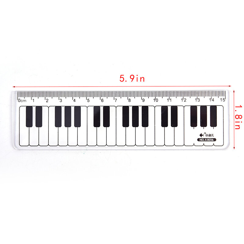 15cm/6inch Creative Piano Keyboard Ruler Musical Terms Black White Plastic Stationery Measuring Tools
