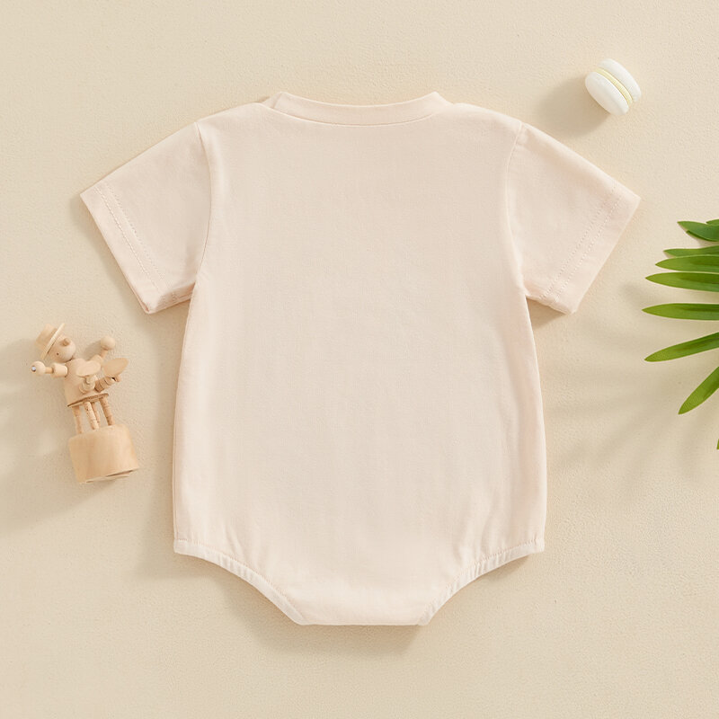 2024-03-23 Lioraitiin 0-18M Infant Baby Boy Summer Jumpsuit Letter Print Short Sleeve Round Neck Romper Cute Bodysuit