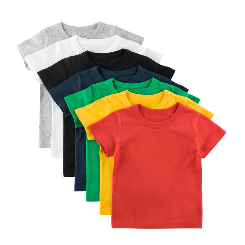 Camisetas de algodón para niños y niñas, ropa de manga corta para verano