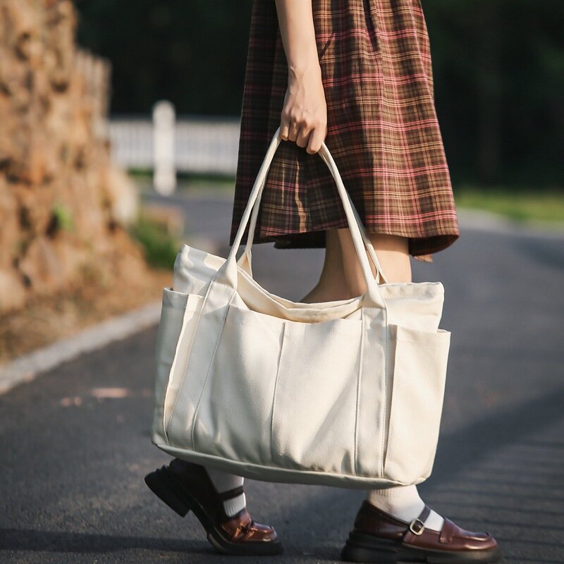 Xouham-حقيبة كتف قماشية ذات سعة كبيرة للنساء ، حقائب كاجوال ذات مقبض علوي ، حقيبة يد للاستخدام اليومي ، حقائب تسوق للنساء ، محفظة سفر للسيدات
