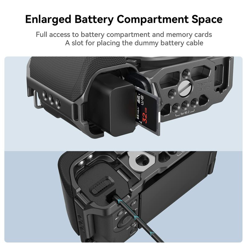 SmallRig для Sony ZV-E10 Cage с силиконовым захватом и встроенной быстроразъемной пластиной для Arca-Swiss Cage Rig Kit w Cold Shoe 3538