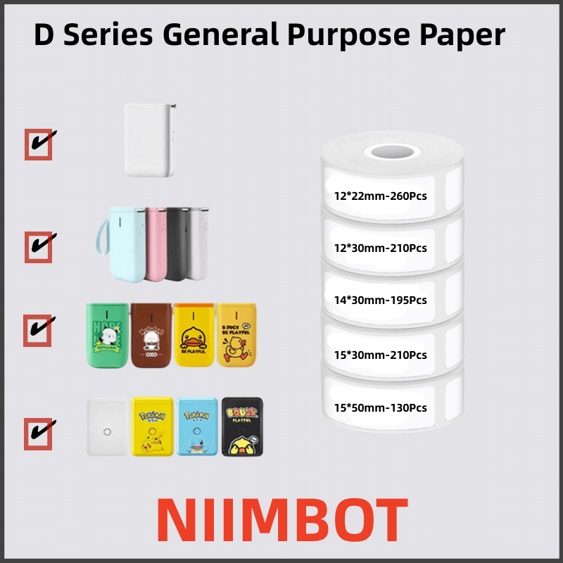 Papel de etiqueta térmica Niimbot, etiqueta de nome, monocromática, D11, D110, D101, 12-15mm