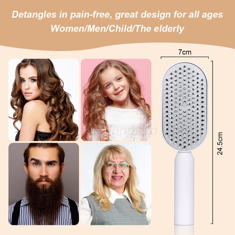 Self Cleaning Hair Brush Massage Comb Air Cushion One-Key Self Care Hair Comb Professional Detangling Scalp Combs For Hair