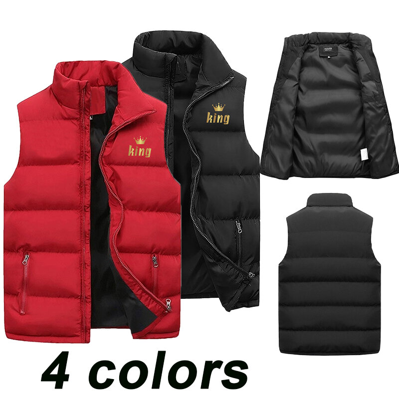 Chaleco de plumón de algodón sin mangas para hombre, chaqueta cálida para exteriores, alta calidad, moda de invierno