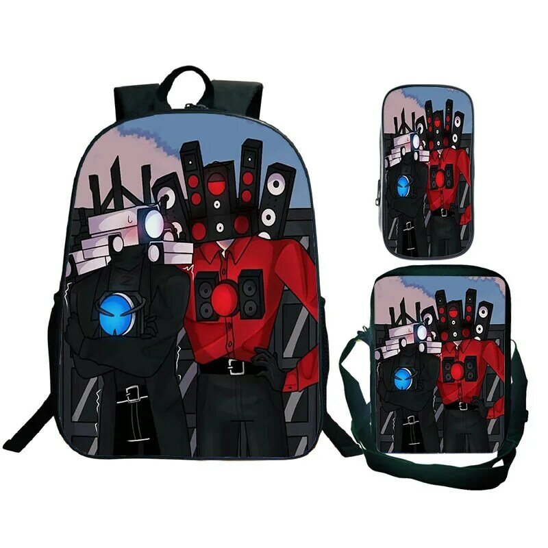 スキッドビディ-アニメ旅行バックパックセット、10代の子供のためのランドセル、コスプレサッチェル、ペンシルバッグ、3個