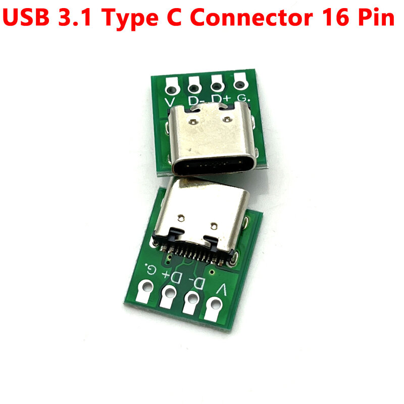 1-10Pcs USB 3.1 Type C Connector 16 Pin Test PCB Board Adapter 16P Connector Socket For Data Line Wire Cable Transfer