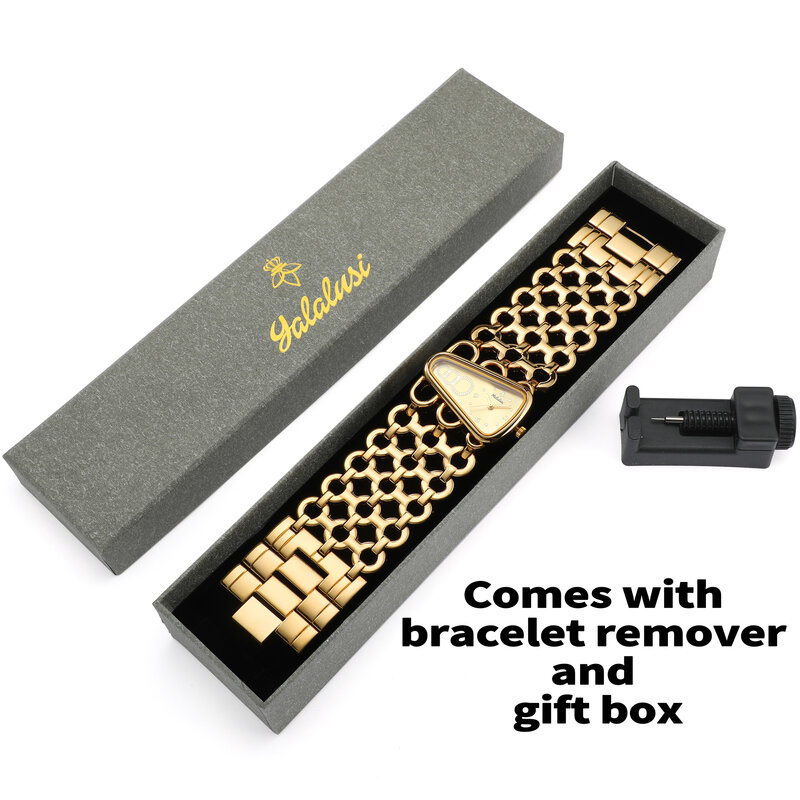 YaLaLuSi autentyczny damski zegarek kwarcowy złoty luksusowy luksusowy promocyjny szkieletowany projekt pudełko próżniowe złocenie w piecu