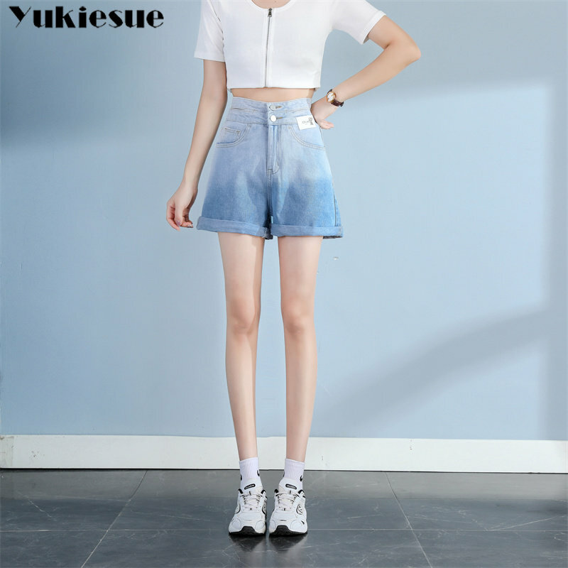 Summer 2023 Korean Trend Fashion Women Clothing New High Waist Gradient Vintage Pants Loose Pockets Patchwork Simplicity Shorts