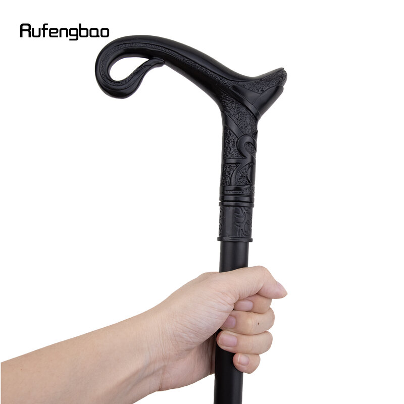 블랙 럭셔리 곡선 라인 타입 워킹 지팡이, 패션 장식 워킹 스틱, 신사 우아한 코스프레 지팡이 손잡이 크로시에 93cm