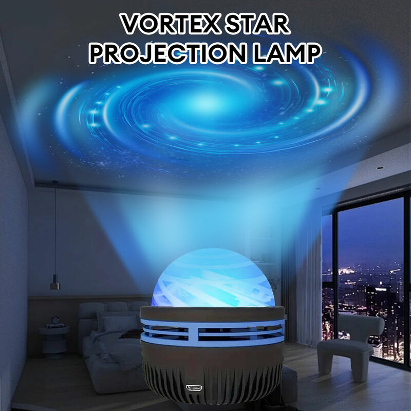 Proyector de galaxia LED, lámpara Vortex Star con Control remoto, luz nocturna para dormitorio, habitación de niños, decoración de fiesta de navidad