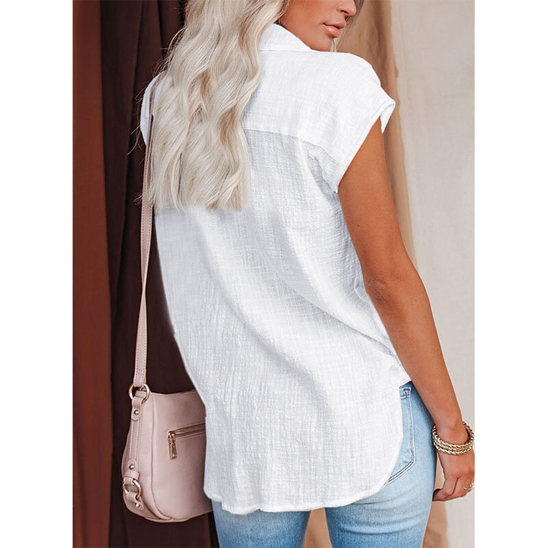 Рубашка женская свободного покроя без рукавов, однотонная Повседневная Блузка оверсайз, модный элегантный Молодежный топ, лето 2023