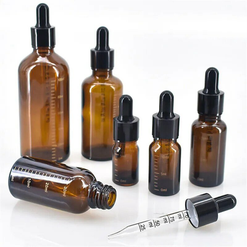 1PC 10ml 50ml 100ml Amber Dropper Bottles With Scale Reagent Eye Drop Aromatherapy Liquid Bottle Travel Refillable Bottles 4#
