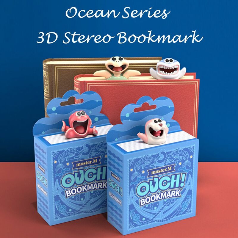 3D Stereo Cartoon Animal Bookmarks para crianças, Gato bonito original, Material de PVC, Papelaria engraçada da escola do estudante, Bookmark Gift