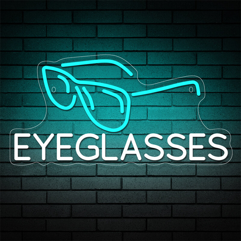 Óculos azuis acrílicos Neon Light Sign, Letras, Sinal de néon comercial, USB para loja, Eye Clinic, Wall Art Decor, Sinais LED