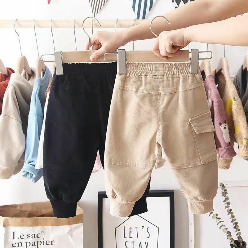 Pantalones Cargo de algodón para niños de 2 a 6 años, ropa deportiva informal, color liso, 2 a 8 años
