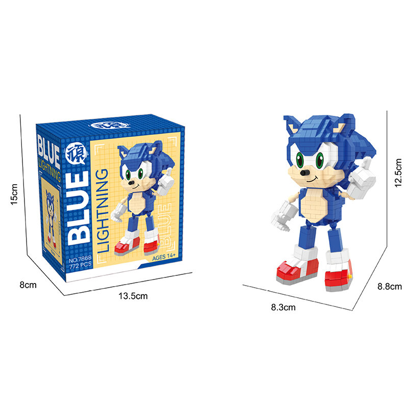 Cartoon Sonic Bausteine Action figur Cartoon Sonic Toy Bricks montieren pädagogische Kinderspiel zeug Geburtstags geschenk