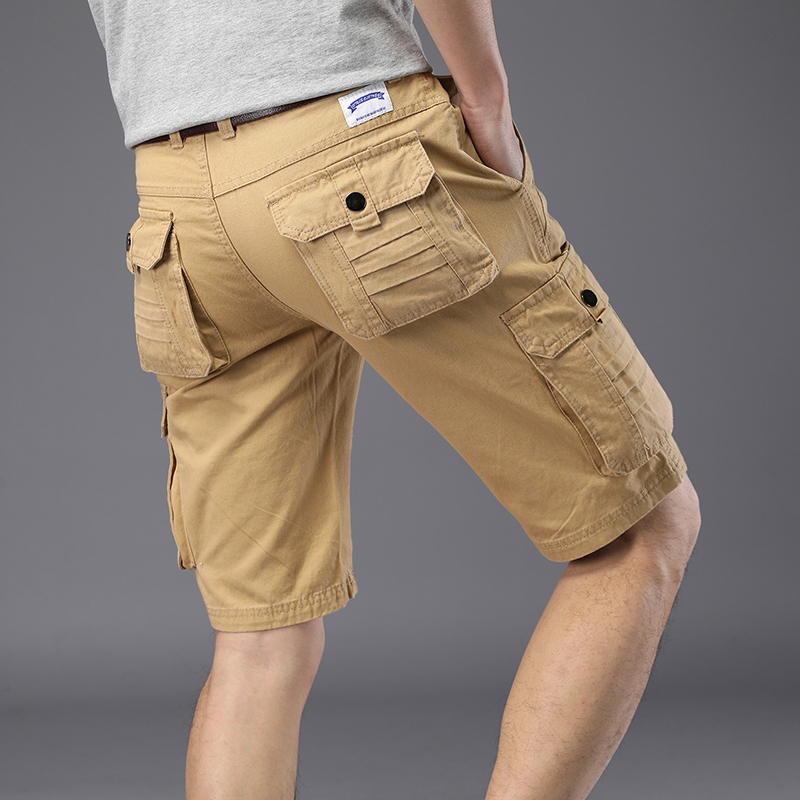 Na kolano z kieszeniami męskie szorty Cargo bermudy krótkie spodnie dla mężczyzn Streetwear Hevy Whate bawełniany projektant Homme spodenki Y2k