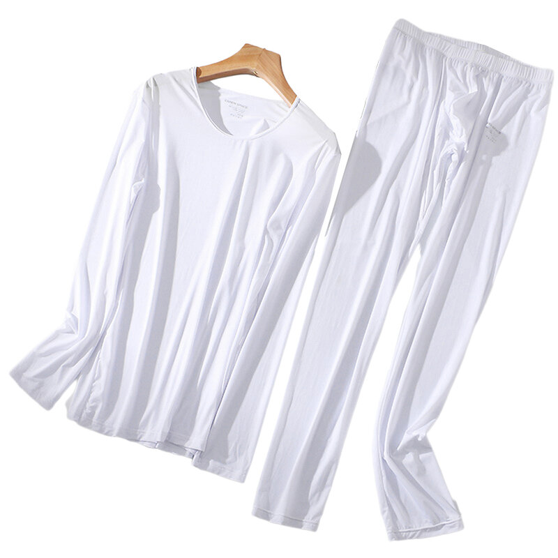 Wygodny i stylowy męski komplet bielizny z długiego jedwabiu lodowego, długi rękaw, gór i dół, dostępne w różnych kolorach