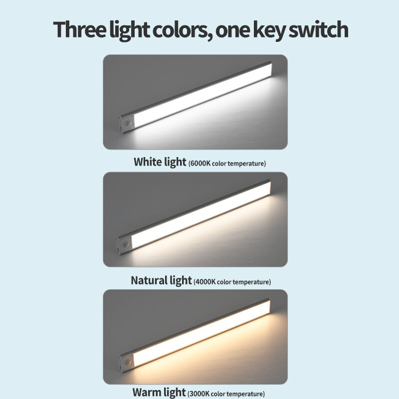 3 in 1 LED sotto le luci dell'armadio sensore di movimento luce notturna lampada a Led ricaricabile senza fili armadio da cucina illuminazione interna 1/2 pezzi