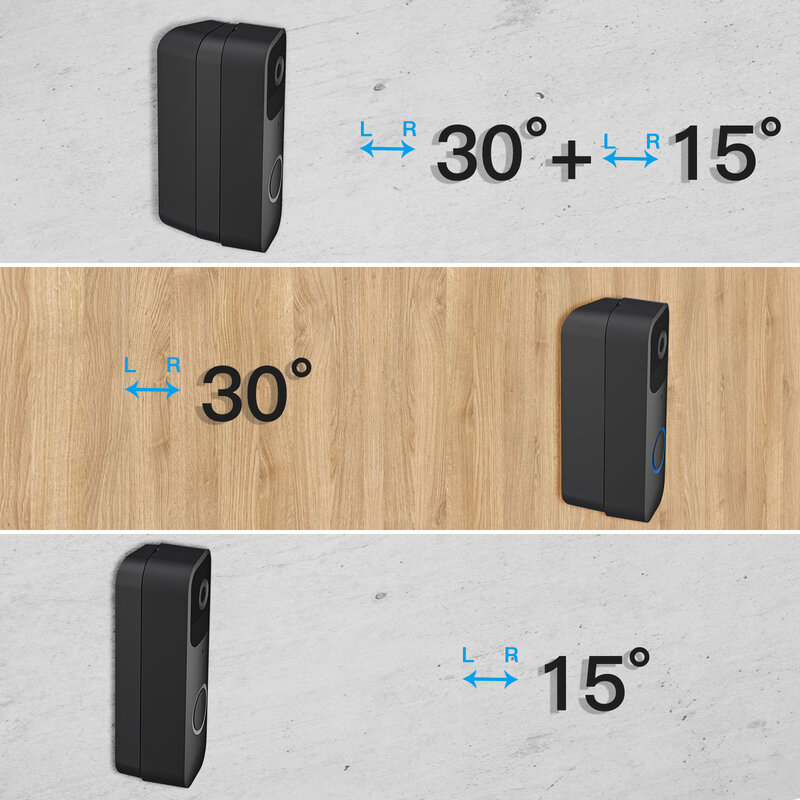 Kit di montaggio angolare per campanello Video Blink, montaggio angolare orizzontale a 15 ° e 30 ° + supporto per campanello Video flessibile a 5 ° con montaggio verso il basso
