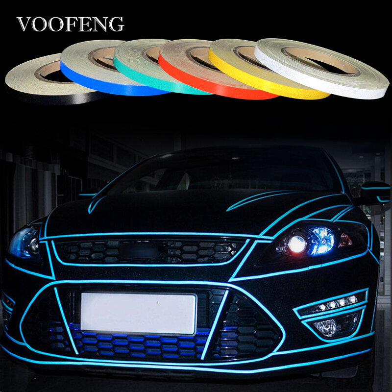 Светоотражающая наклейка для автомобиля VOOFENG с высокой видимостью, для велосипеда, дорожной безопасности, для автомобиля, 1 см * 45,7 м