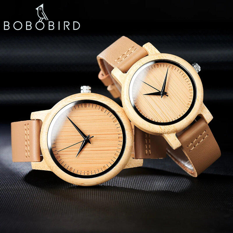 보보 버드 여성 시계, 남성 쿼츠 시계, 대나무 나무 커플 손목 시계, 선물 아이템, 드롭 배송