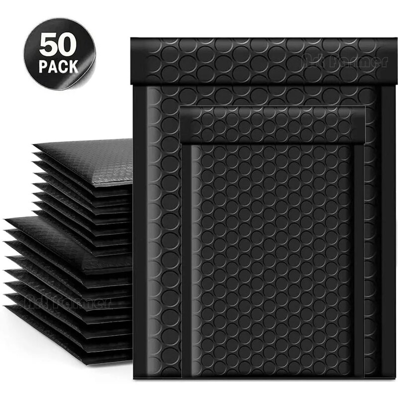 50Pcs Black Bubble Mailer Bubble Padded Mailing Envelopes Mailer Poly for Packaging Self Seal Shipping Bag Bubble Padding Bubble