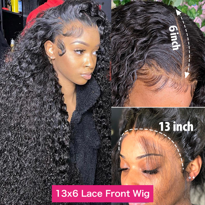 13x6 peruki typu Lace front 30 38 HD Cal peruka kręcone ludzkie włosy z falą wodną z głęboką falą bezklejowa peruka dla czarnych kobiet