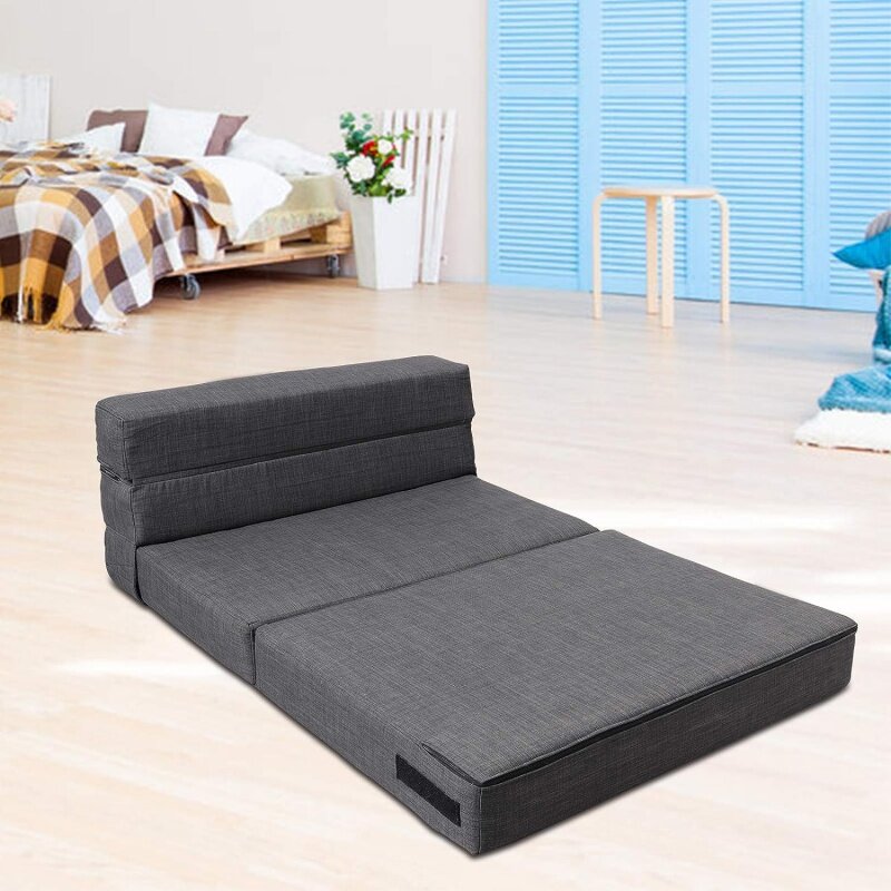 ANONER-sofá cama plegable de espuma viscoelástica con almohada, silla para dormir futón, para invitados y exteriores, funda lavable de tamaño doble, D