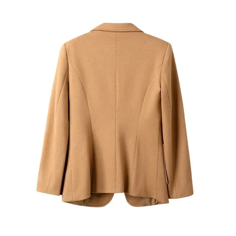 Blazer formal feminino com bolso, jaqueta de manga comprida, casaco de trabalho, vermelho, café, amarelo, senhoras, feminino, outono, inverno, moda