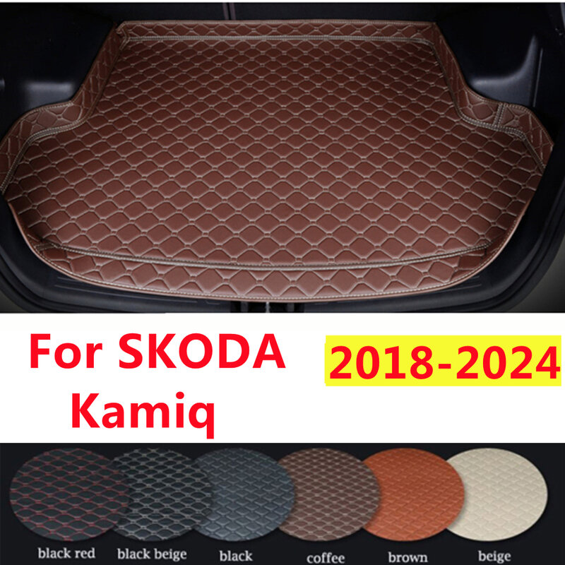 Skoda kamiq 2024 2023-2018 alas bagasi mobil พรมซับสัมภาระด้านหลังแบบอุปกรณ์ตกแต่งรถยนต์ทุกสภาพอากาศที่กำหนดเองสำหรับ Skoda kamiq