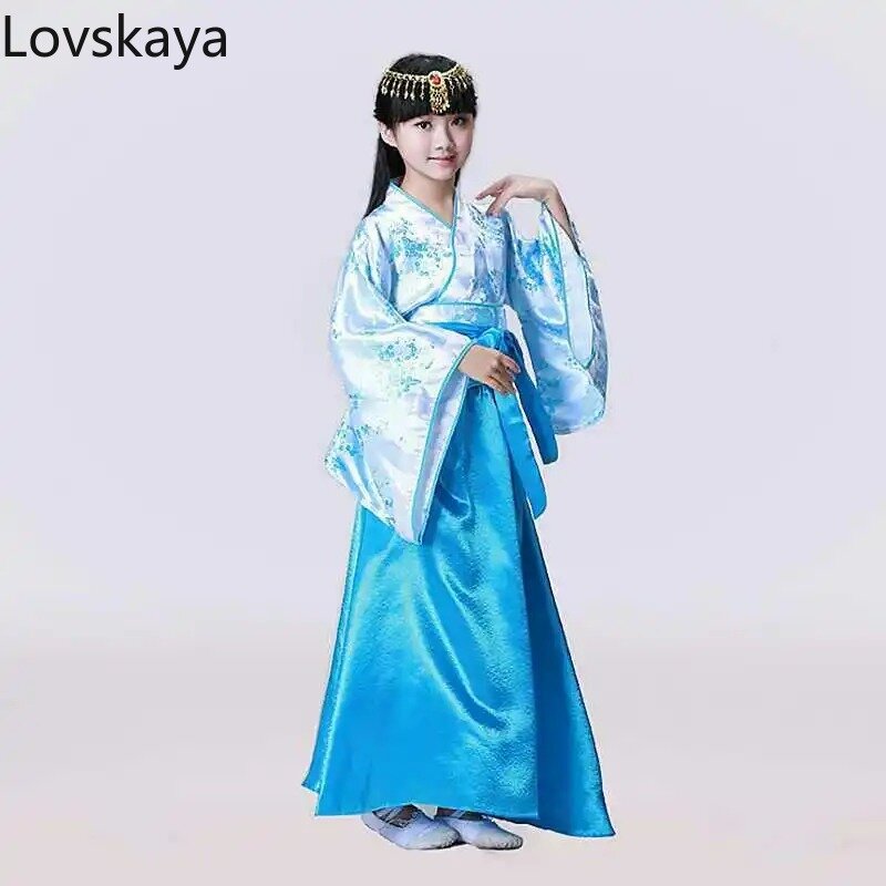 Женская фея юбка принцессы Hanfu, старинные этнические костюмы для девочек, летний детский костюм