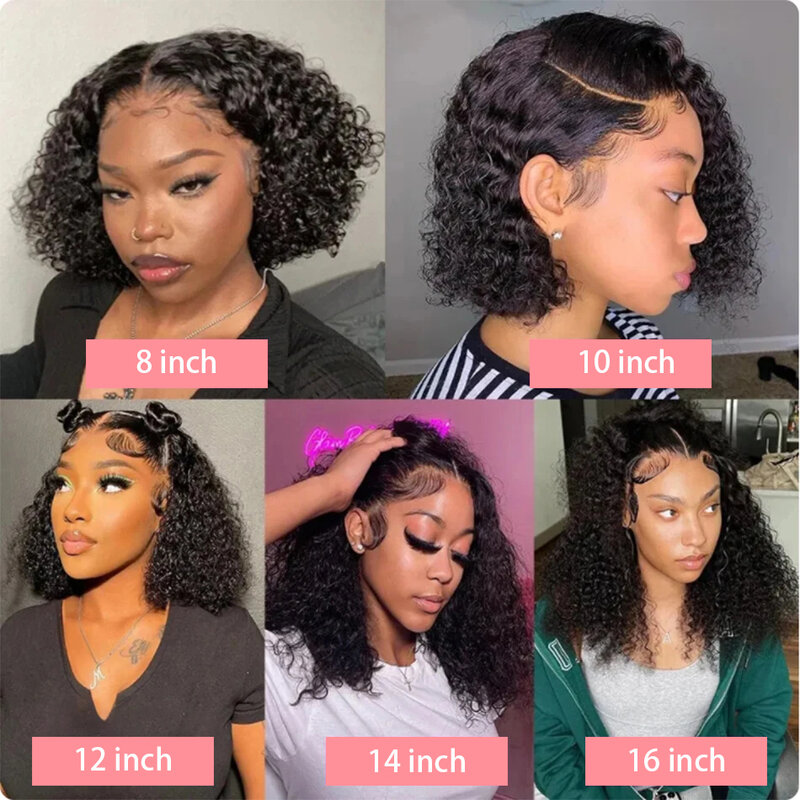 13x4 Bob Wig Curly Lace Front Human Hair Wig Black Deep Water Wavy Lace Frontal Wig 4x4 Brazilian Remy Wigs Human Hair For Woman