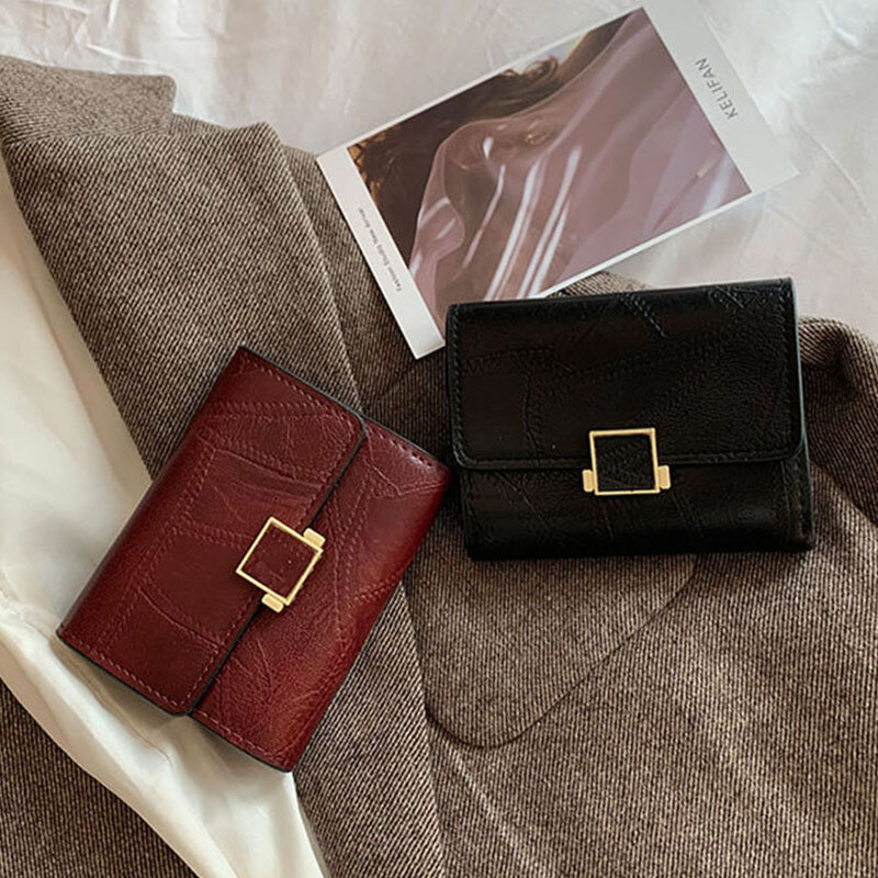 بولي Leather محافظ جلدية للنساء قصيرة المحافظ الإناث منقوشة المحافظ محفظة حمل بطاقات الموضة امرأة صغيرة صور محفظة حقيبة صغيرة