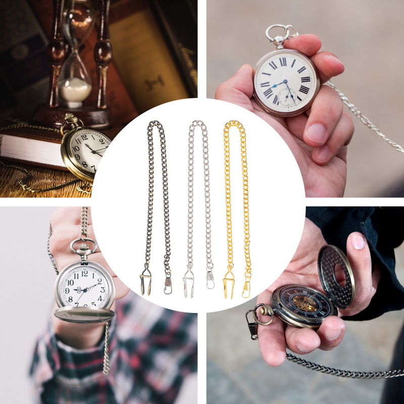 Fundas de reloj de 3 piezas para hombre y niño, cadena de bolsillo, cinturón, Vintage, decoración larga, chaleco colgante, decorativo