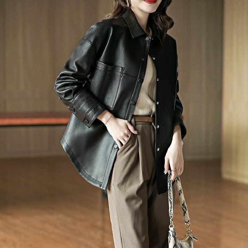 AYUNSUE Echtem Leder Jacke Frauen Lose Leder Jacken für Frauen 2023 Echt Schaffell Mantel Koreanische Mode jaqueta de couro