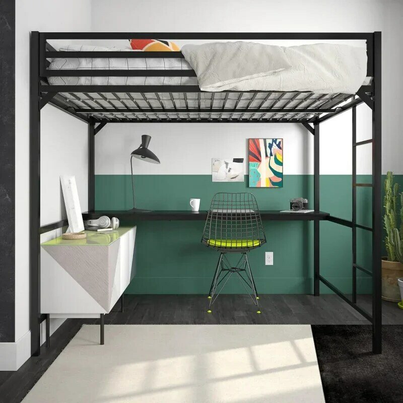 DHP Miles-cama completa de Metal para Loft con escritorio, color negro