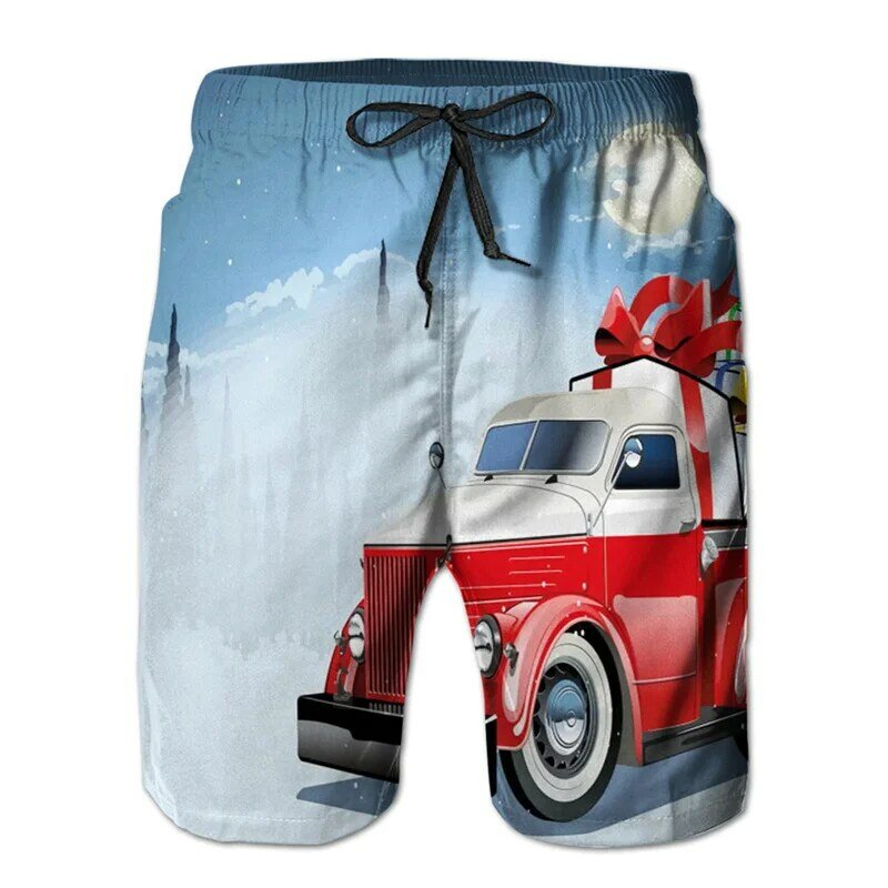 Новые летние пляжные шорты с 3D рисунком Санта-Клауса