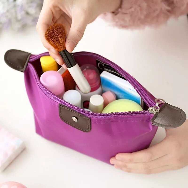 New Women Cosmetics Bags Striped Travel Cosmetic Bag Makeup Handbag Female Zipper Purse Small Make Up Bags Travel Beauty Bags