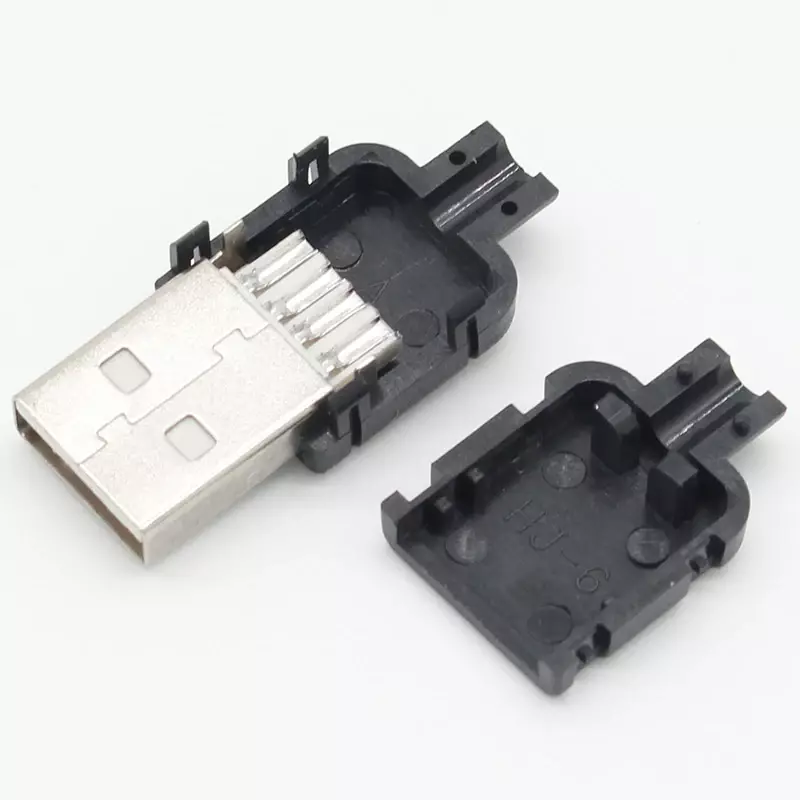 10 ชุดDIY USB 2.0 ปลั๊กตัวเชื่อมต่อชาย 4 Pin Assemblyอะแดปเตอร์ประเภทSolderสีดำพลาสติกสำหรับเชื่อมต่อข้อมูล