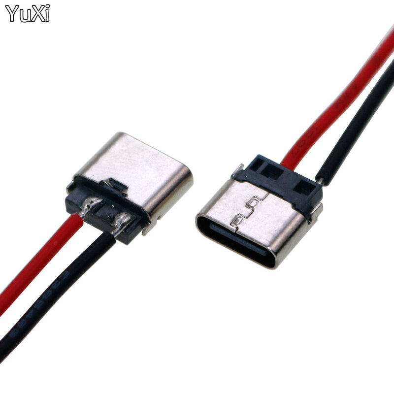 YUXI 1-20PCS Type-C 2pin Soldered Female With wire Type-c Female 2Pin 3A High Current Socket Power Charging