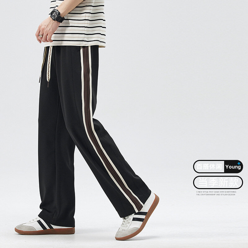 Мужские спортивные брюки на завязках, повседневные свободные спортивные штаны с широкими штанинами, весна 2024
