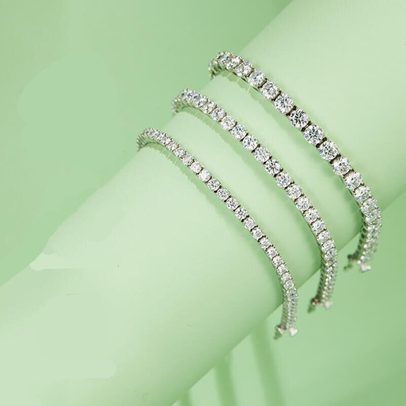 Gelang tenis Moissanite 3MM D VVS asli gelang Pass berlian uji berkilau perhiasan Solid S925 hadiah pernikahan wanita